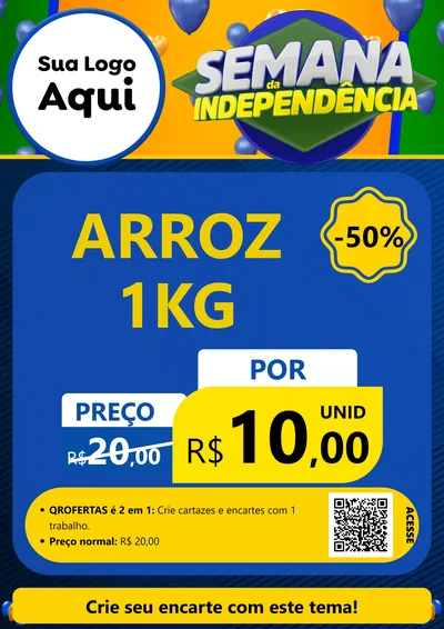 Modelo de Cartaz para Cartaz A4 Vertical com o tema Semana da Independência para Supermercado