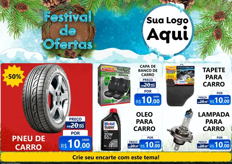 Modelo de Encarte para Encarte A4 Horizontal com o tema Festival de Ofertas - Inverno para Auto peças