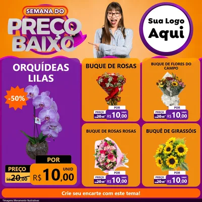 Modelo de Rede Social para Feed Facebook com o tema Semana do Preço Baixo para Floricultura e jardim