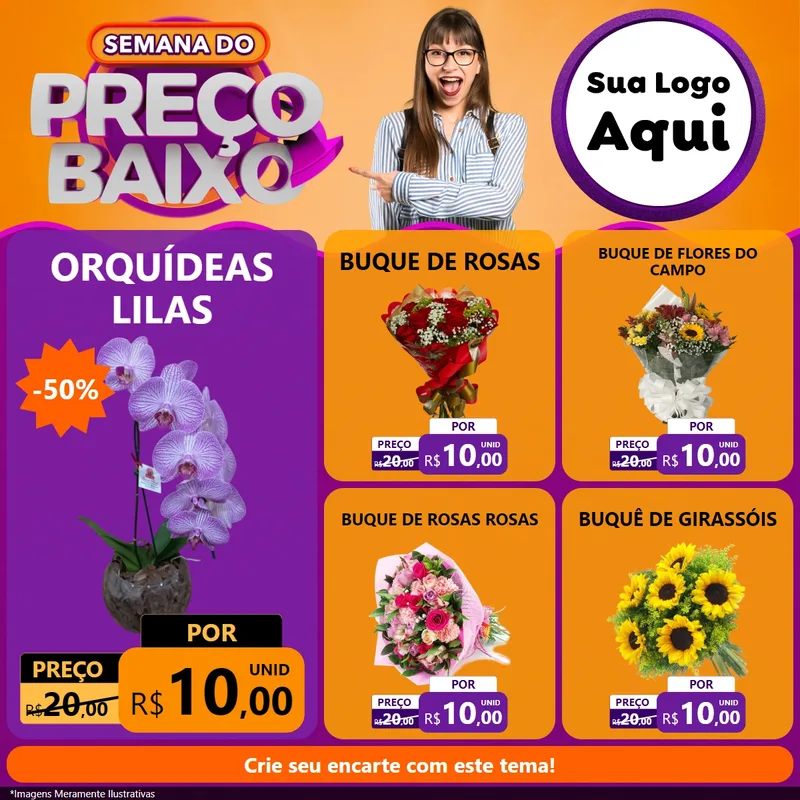 Modelo de Rede Social para Feed Facebook com o tema Semana do Preço Baixo para Floricultura e jardim