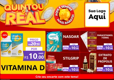 Modelo de Encarte para Encarte A4 Horizontal com o tema Quintou do Real para Farmácia