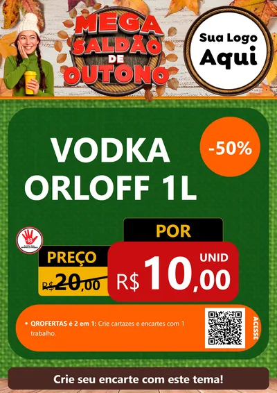 Modelo de Cartaz para Cartaz A4 Vertical com o tema Mega Saldão de Outono para Distribuidora de bebidas