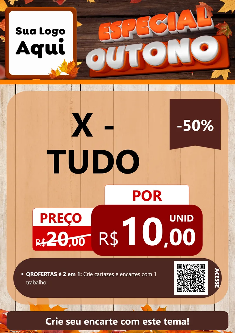 Modelo de Cartaz para Cartaz A4 Vertical com o tema Especial Outono para Hamburgueria