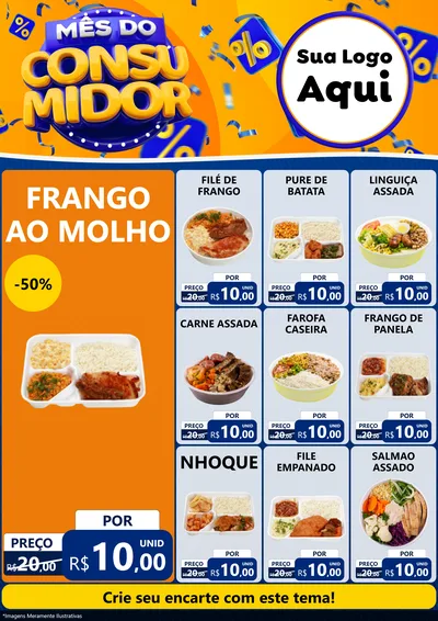 Modelo de Encarte para Encarte A4 Vertical com o tema Mês do Consumidor para Restaurante