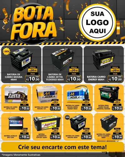 Modelo de Rede Social para Feed Instagram com o tema Bota Fora para Baterias Elétricas
