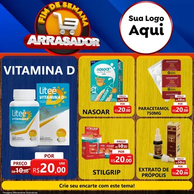 Modelo de Rede Social para Feed Facebook com o tema Fim De Semana Arrasador para Farmácia