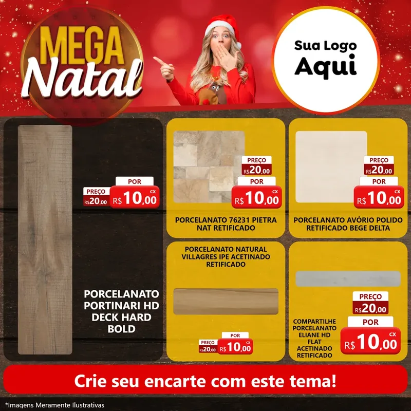 Modelo de Rede Social para Feed Facebook com o tema Mega Natal para Pisos e revestimentos