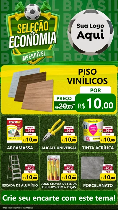 Modelo de Rede Social para Stories com o tema Seleção de Economia - Copa para Material para Construção