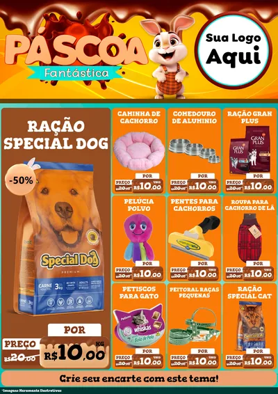 Modelo de Encarte para Encarte A4 Vertical com o tema Páscoa Fantástica para Pet Shop