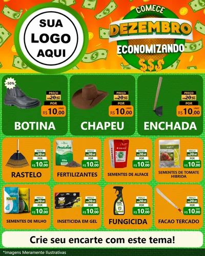 Modelo de Rede Social para Feed Instagram com o tema Comece Dezembro Economizando para Agropecuária