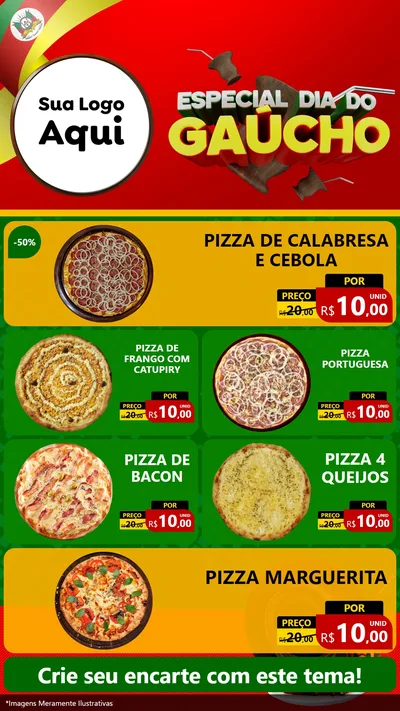 Modelo de TV para TV Vertical com o tema Especial Dia do Gaúcho para Pizzaria