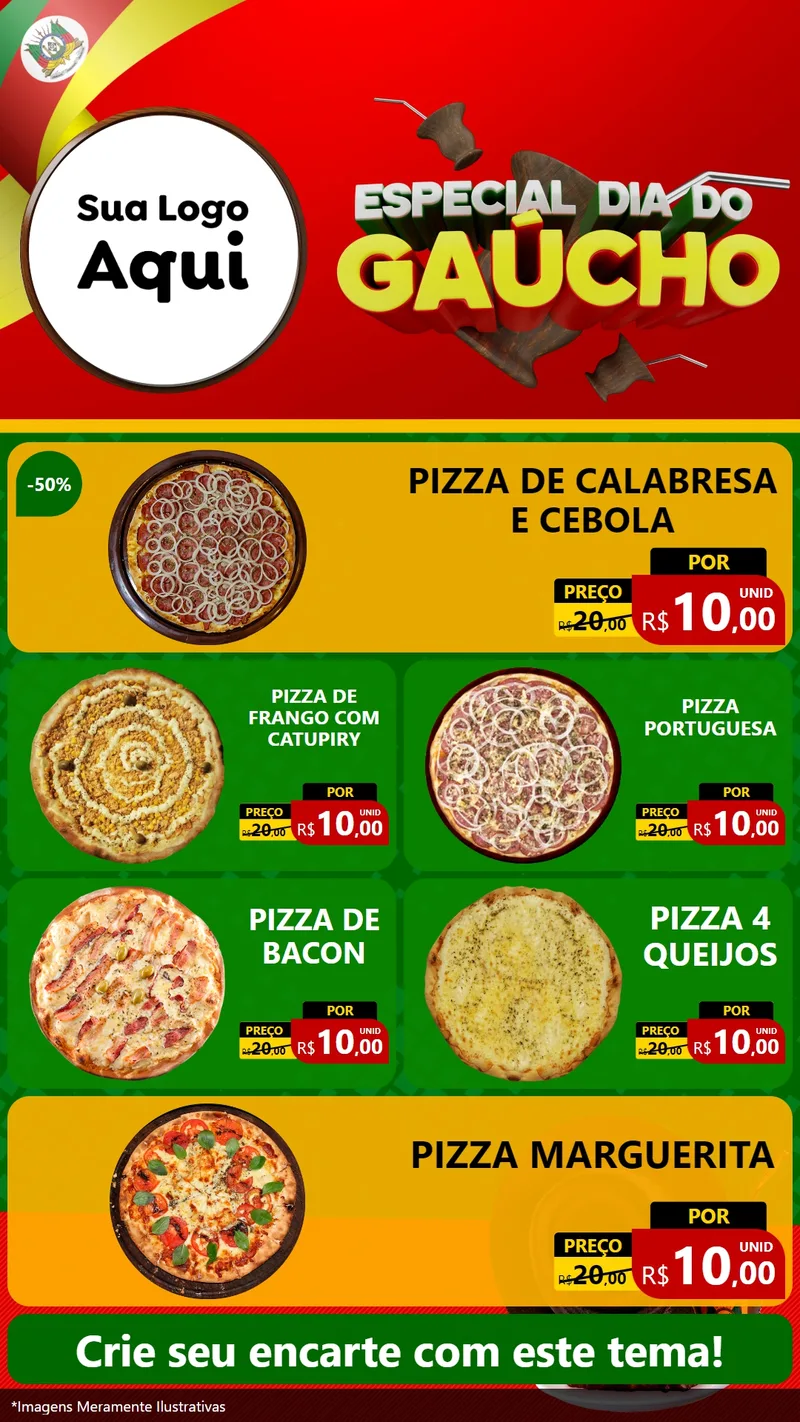 Modelo de TV para TV Vertical com o tema Especial Dia do Gaúcho para Pizzaria