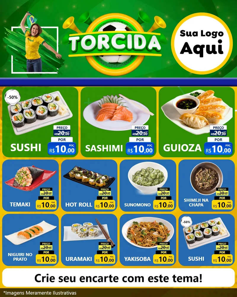 Modelo de Rede Social para Feed Instagram com o tema Torcida para Comida japonesa