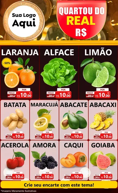 Modelo de Encarte para Encarte Grande com o tema Quartou do Real para Hortifrúti