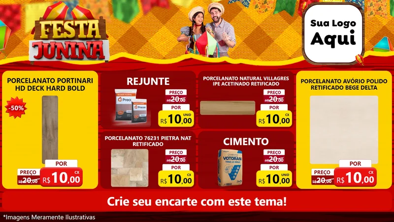 Modelo de TV para TV Horizontal com o tema Festa Junina para Pisos e revestimentos
