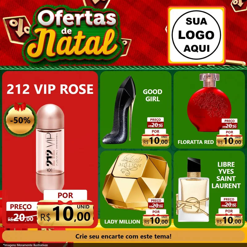 Modelo de Rede Social para Feed Facebook com o tema Ofertas de Natal para Perfumes