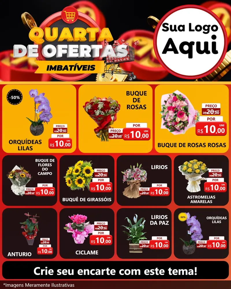 Modelo de Rede Social para Feed Instagram com o tema Quarta de Ofertas Imbatíveis para Floricultura e jardim