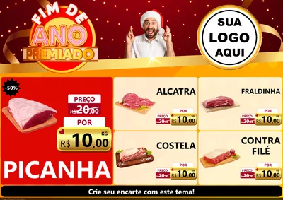 Modelo de Encarte para Encarte A4 Horizontal com o tema Fim de Ano Premiado para Açougue