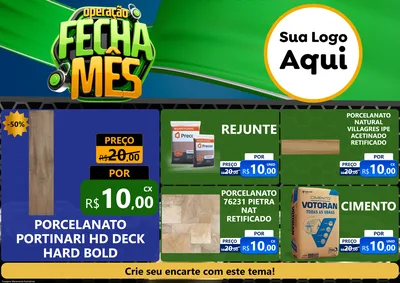 Modelo de Encarte para Encarte A4 Horizontal com o tema Operação Fecha Mês para Pisos e revestimentos