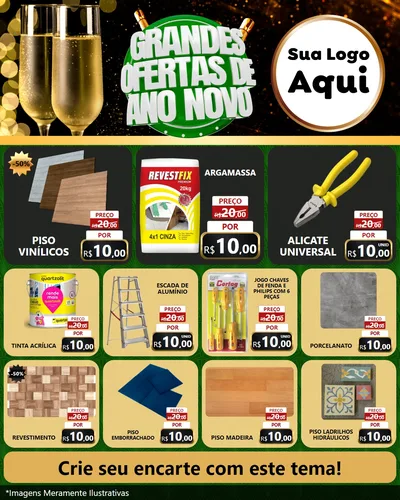 Modelo de Rede Social para Feed Instagram com o tema Grandes Ofertas de Ano Novo para Material para Construção