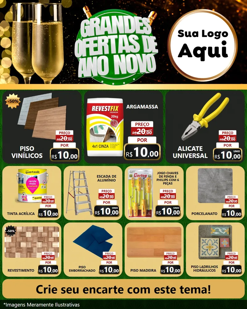 Modelo de Rede Social para Feed Instagram com o tema Grandes Ofertas de Ano Novo para Material para Construção