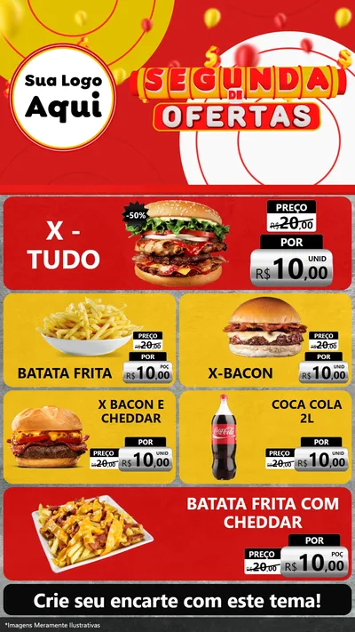 Modelo de TV para TV Vertical com o tema Segunda de Ofertas para Hamburgueria