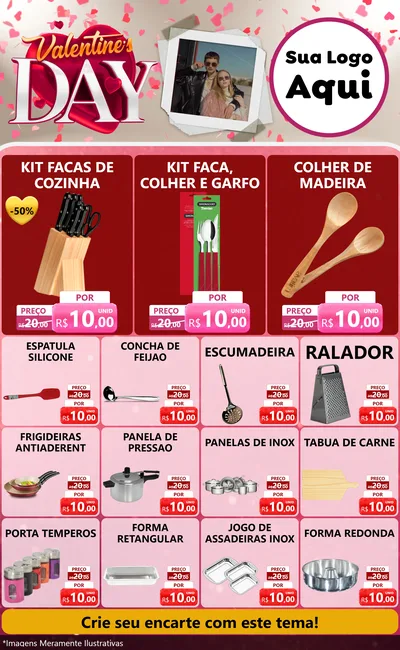 Modelo de Encarte para Encarte Grande com o tema Valentine's Day para Utilidades Domésticas