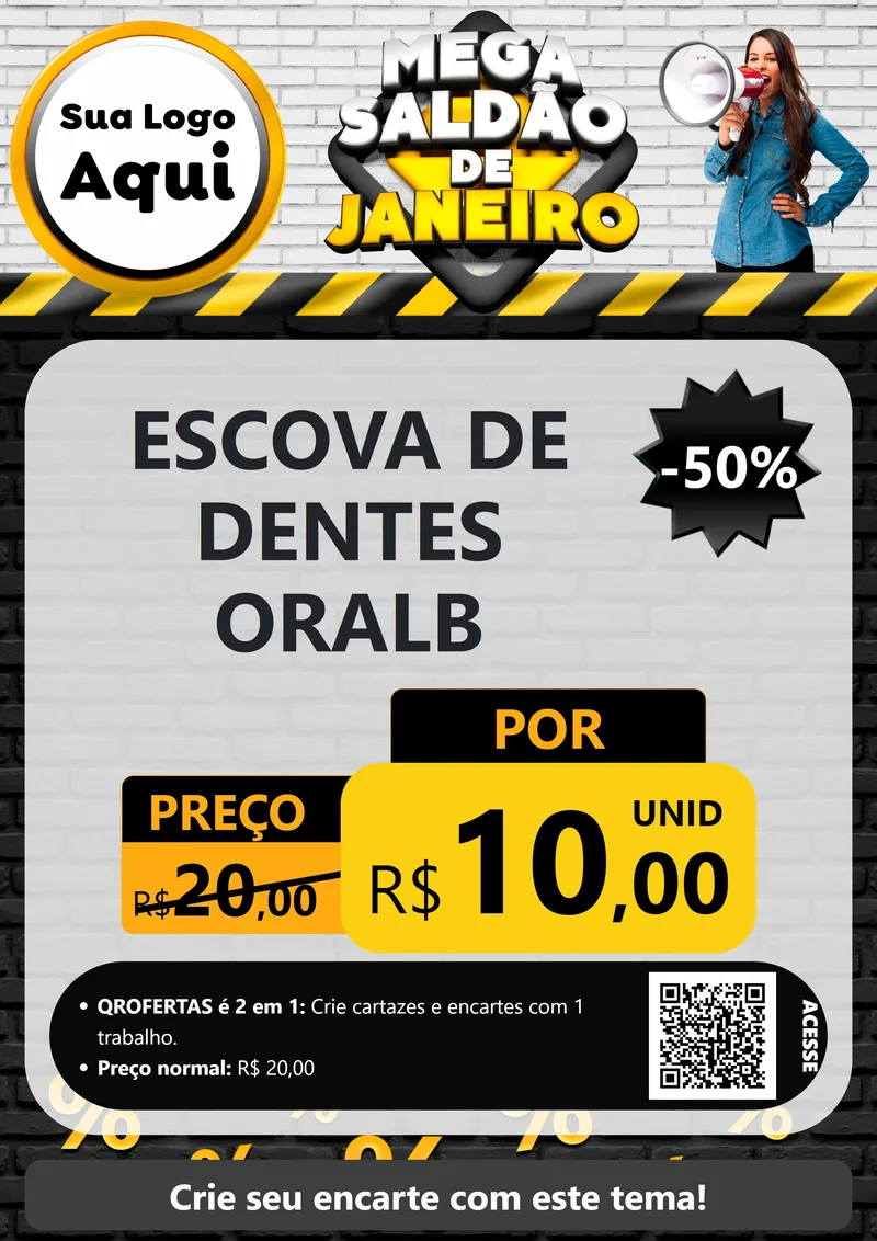 Modelo de Cartaz para Cartaz A4 Vertical com o tema Mega Saldão de Janeiro para Higiene Pessoal