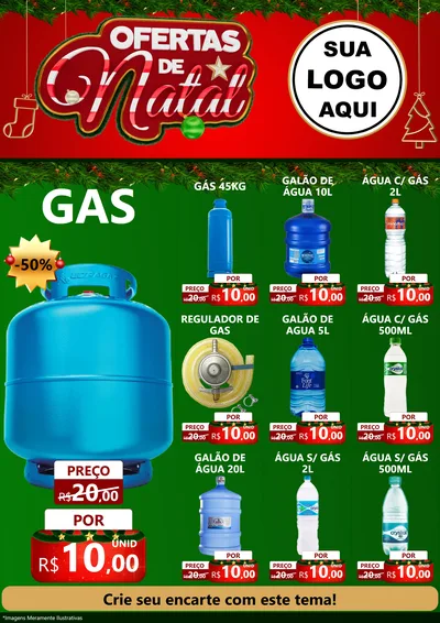Modelo de Encarte para Encarte A4 Vertical com o tema Ofertas de Natal para Água e gás