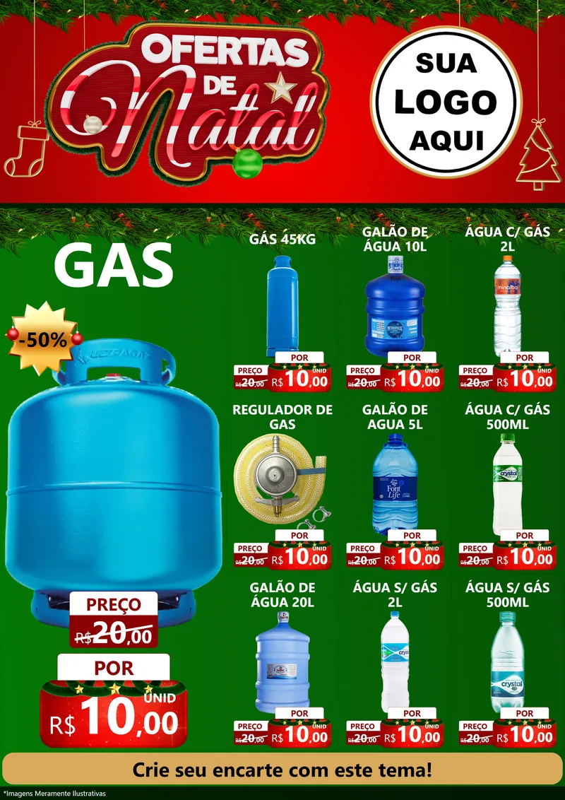 Modelo de Encarte para Encarte A4 Vertical com o tema Ofertas de Natal para Água e gás