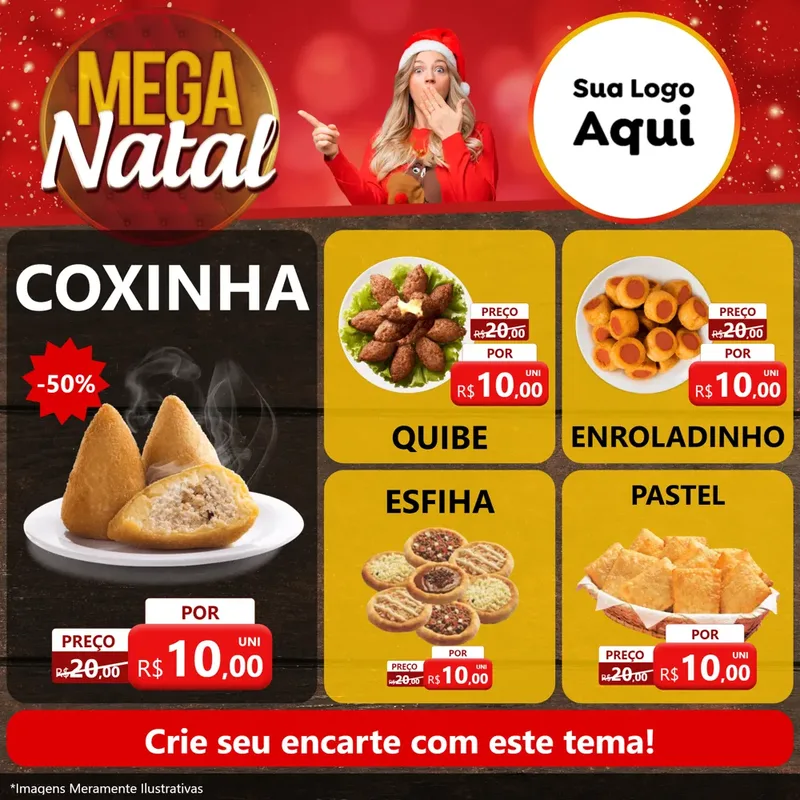 Modelo de Rede Social para Feed Facebook com o tema Mega Natal para Salgadaria