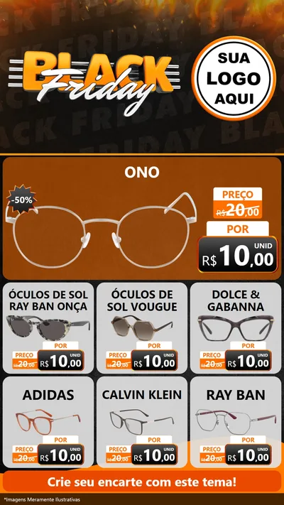 Modelo de Rede Social para Stories com o tema Black Friday para Óticas