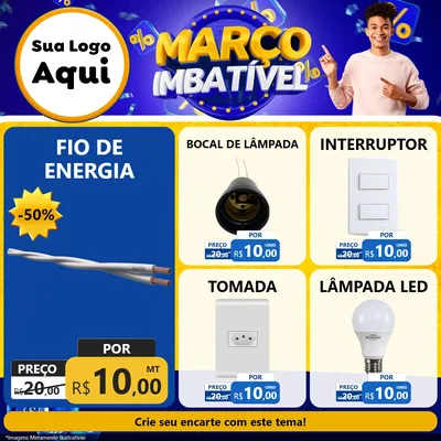 Modelo de Rede Social para Feed Facebook com o tema Março Imbatível para Materiais Elétricos