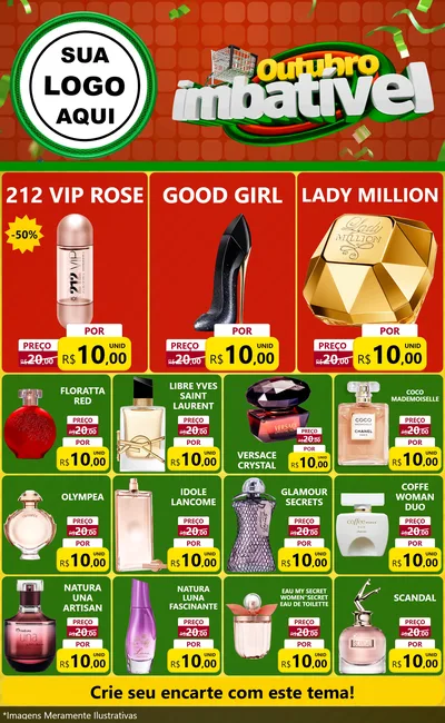Modelo de Encarte para Encarte Grande com o tema Outubro Imbatível para Perfumes