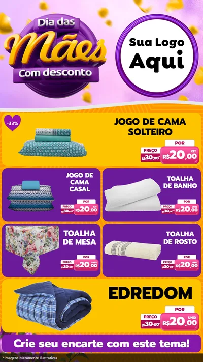 Modelo de TV para TV Vertical com o tema Dia das Mães com Desconto para Cama, Mesa e Banho