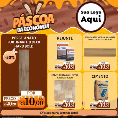 Modelo de Rede Social para Feed Facebook com o tema Páscoa da Economia para Pisos e revestimentos