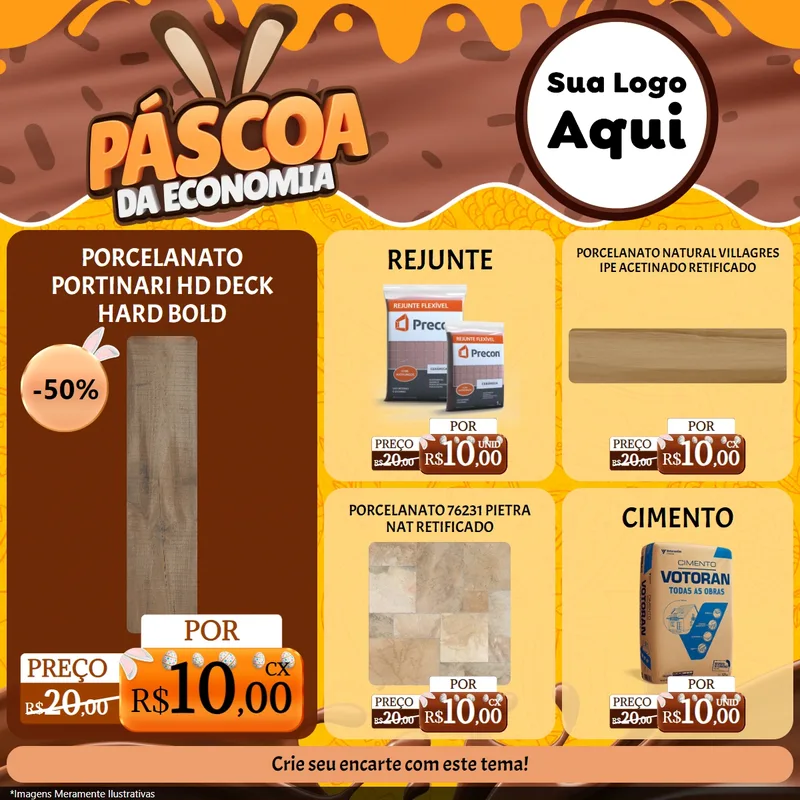 Modelo de Rede Social para Feed Facebook com o tema Páscoa da Economia para Pisos e revestimentos