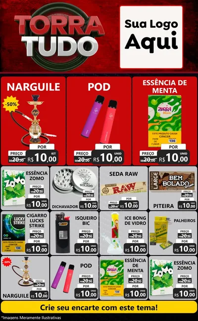 Modelo de Encarte para Encarte Grande com o tema Torra Tudo para Tabacaria