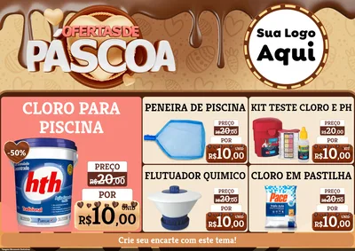 Modelo de Encarte para Encarte A4 Horizontal com o tema Ofertas de Páscoa para Produtos para Piscina