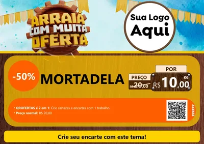 Modelo de Cartaz para Cartaz A4 Horizontal com o tema Ofertas de São João - Junina para Frios e Laticínios