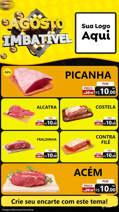 Modelo de TV para TV Vertical com o tema Agosto Imbatível para Açougue