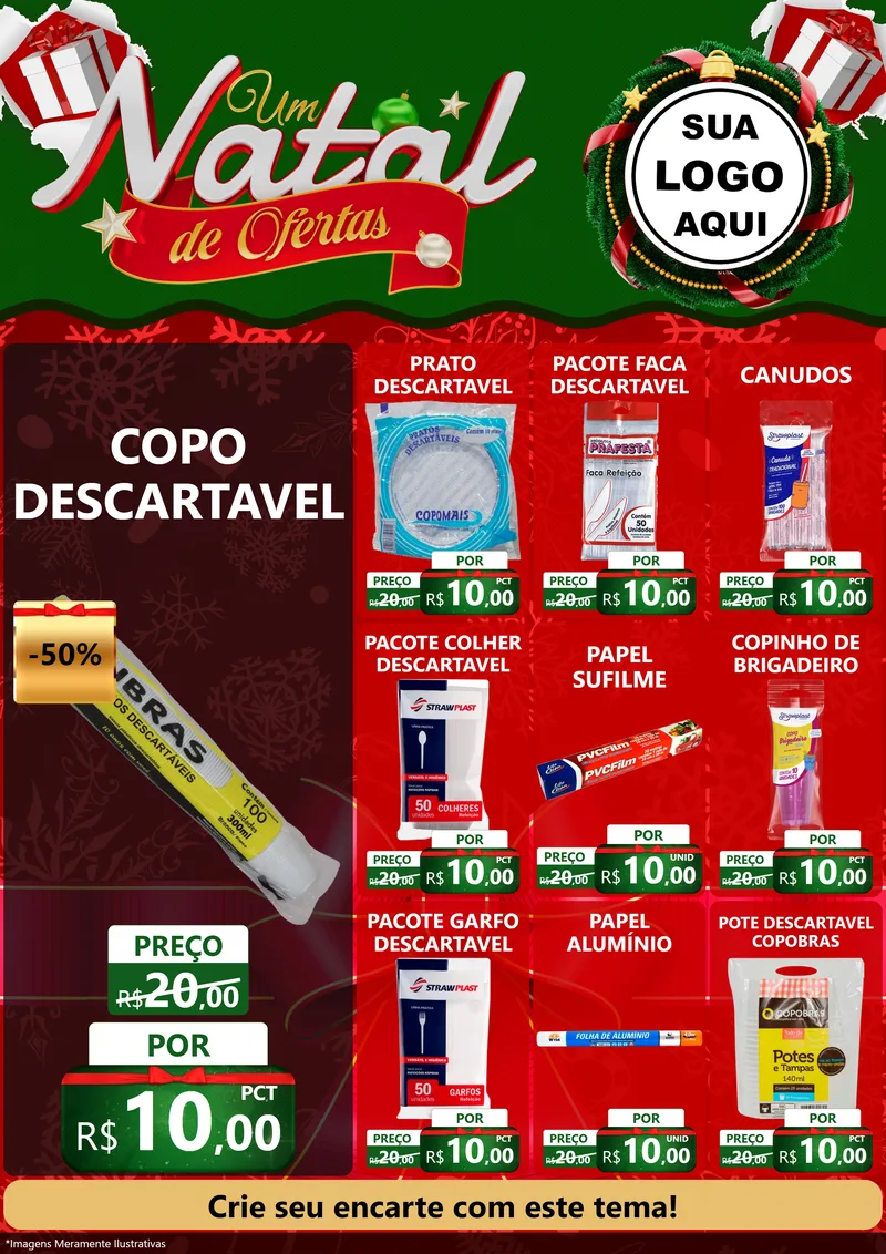 Modelo de Encarte para Encarte A4 Vertical com o tema Um Natal de Ofertas para Embalagens