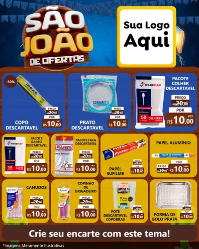 Modelo de Rede Social para Feed Instagram com o tema São João Ofertas Imbatíveis! - Junina para Embalagens