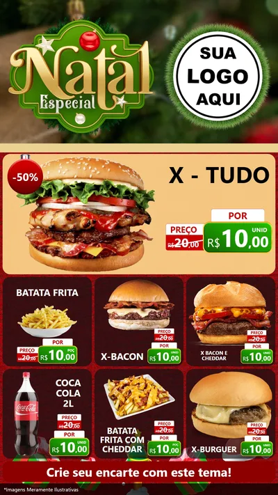 Modelo de Rede Social para Stories com o tema Natal Especial para Hamburgueria