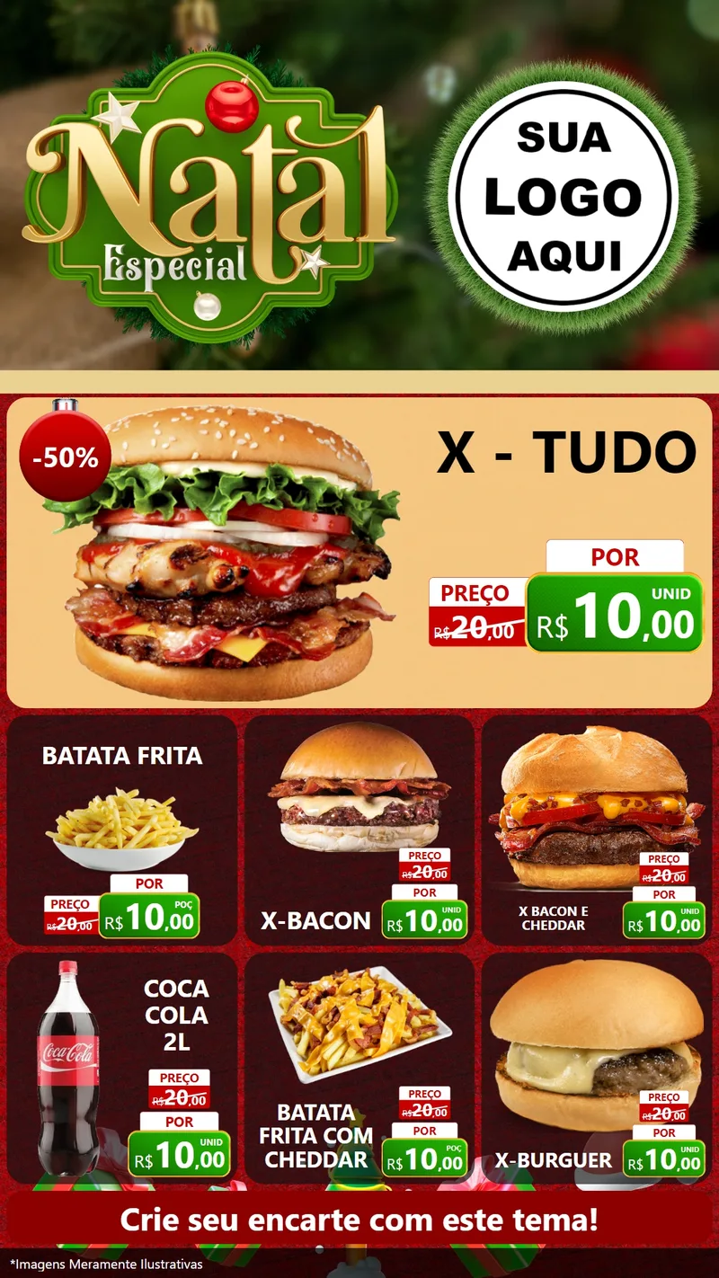 Modelo de Rede Social para Stories com o tema Natal Especial para Hamburgueria