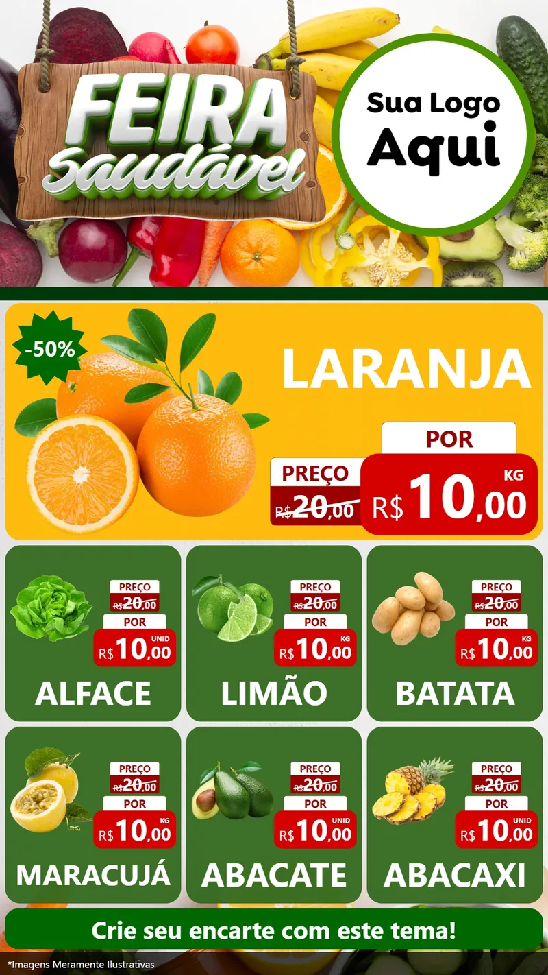 Modelo de Rede Social para Stories com o tema Feira Saudável para Hortifrúti
