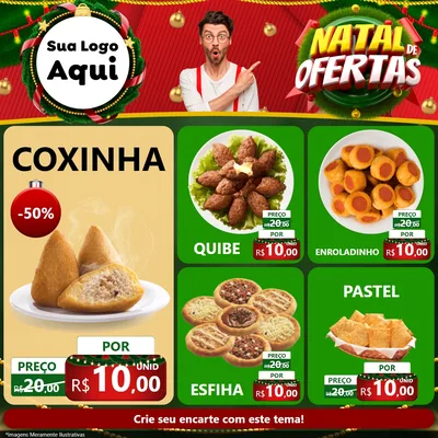 Modelo de Rede Social para Feed Facebook com o tema Natal de Ofertas para Salgadaria