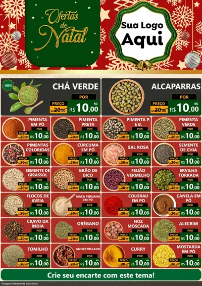 Modelo de Encarte para Encarte A4 Vertical com o tema Natal de Ofertas para Produtos Naturais