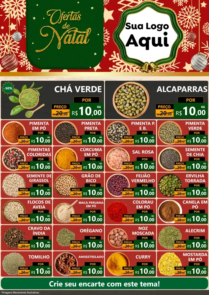 Modelo de Encarte para Encarte A4 Vertical com o tema Natal de Ofertas para Produtos Naturais