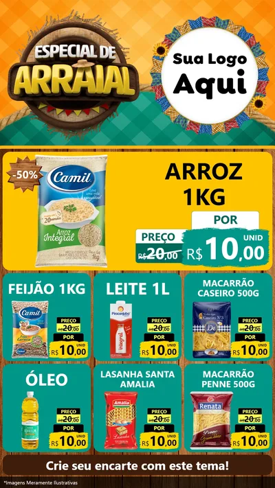 Modelo de Rede Social para Stories com o tema Especial De Arraial para Supermercado